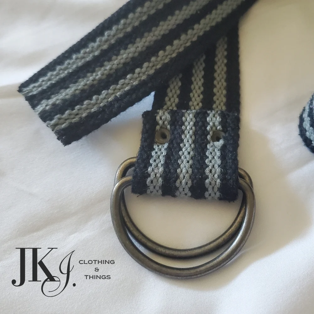 Youth/Boys Belt Dark Blue-Gray Stripes Braided Belt